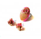 Prstan in uhani z roza zlato vrtnico