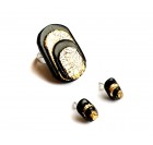 Prstan in uhani - Zlato črn vadrat