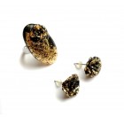 Prstan in uhani - Zlato črna vrtnica