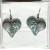 Unikatni nakit - uhani v obliki srca v srebrno turkizni barvi