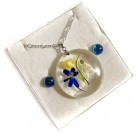 Cvetlična ogrlica in DARILO (uhani) - Zvonček, jetrnik, trobentica