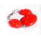 Unikatni nakit - zapestnica in prstan, ognjeno rdeča