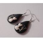 Uhani z motivom mačk v črno beli barvi